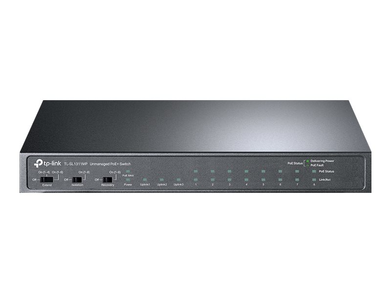 Switch PoE TP-LINK TL-SL1311MP 8 Portas 10/100 PoE+ 2 Gigabit Não PoE 1 SFP Slot Orçamento 124W Desktop - Imagem 3