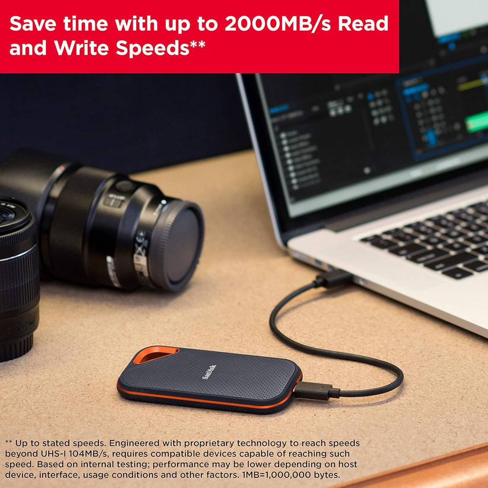 SANDISK Extreme PRO 4TB Portable SSD Read/Write Speeds up to 2000MB/s USB 3.2 Gen 2x2 Forged Aluminum Enclosure 2-meter drop protect - Imagem 7
