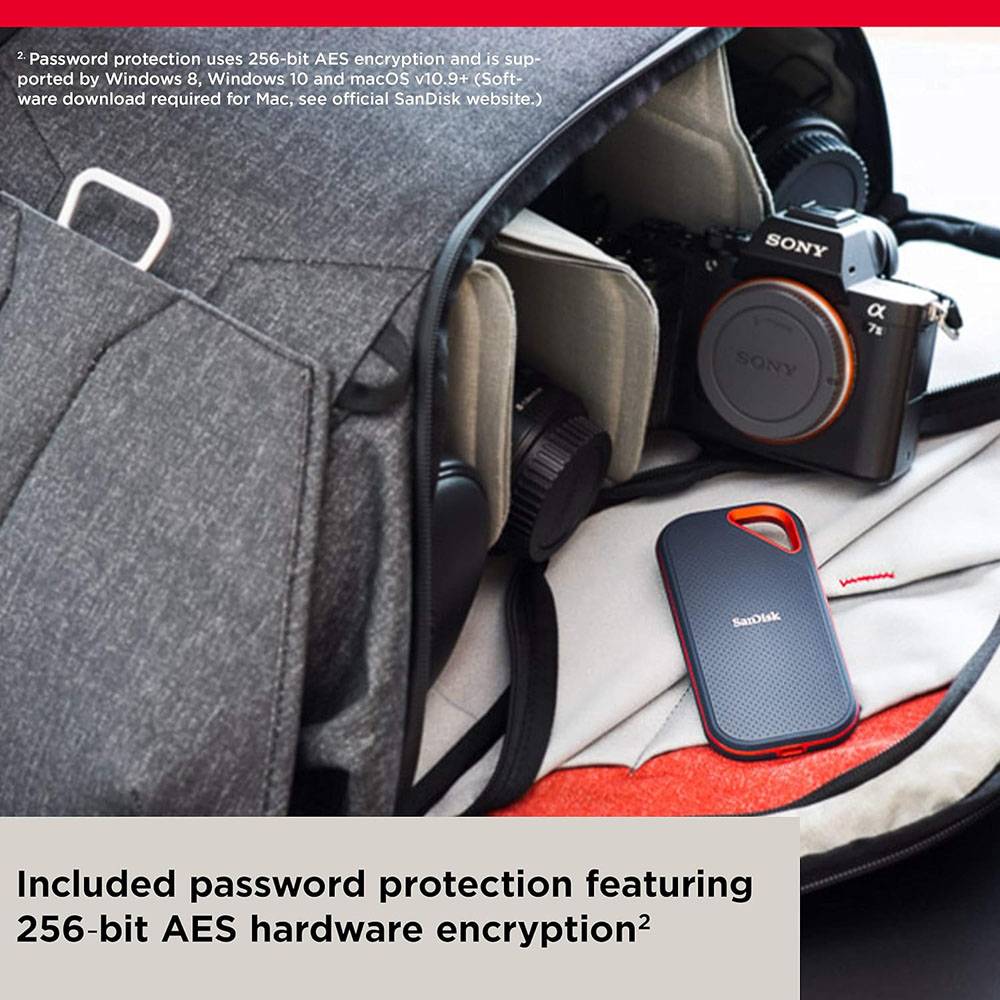 SANDISK Extreme PRO 4TB Portable SSD Read/Write Speeds up to 2000MB/s USB 3.2 Gen 2x2 Forged Aluminum Enclosure 2-meter drop protect - Imagem 9