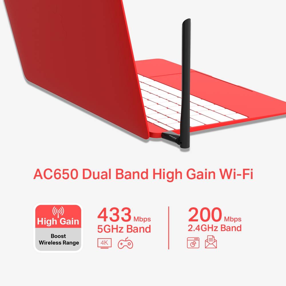 Adaptador de Rede Mercusys AC650 USB 2.0 Wi-Fi 5 - Imagem 3