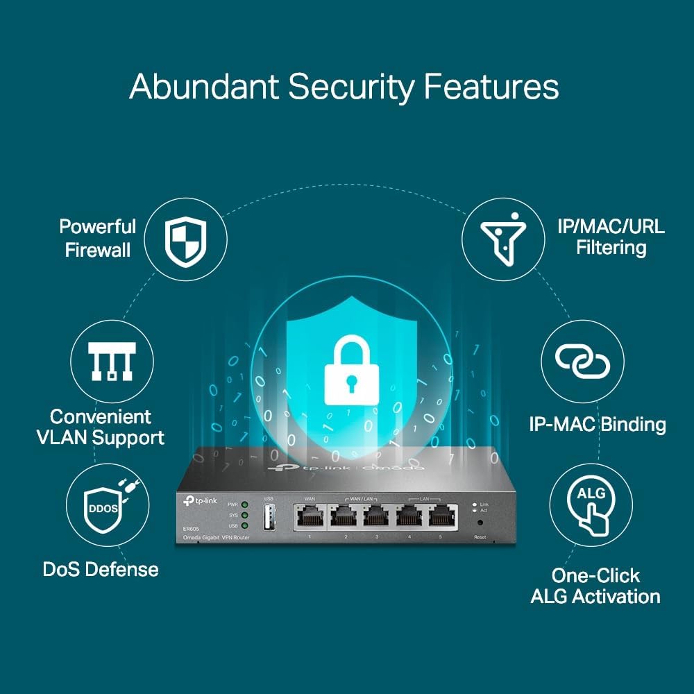 Router VPN TP-Link Omada ER605 Gigabit Multi-WAN 5 Portas Gestão Centralizada Omada SDN - Imagem 8