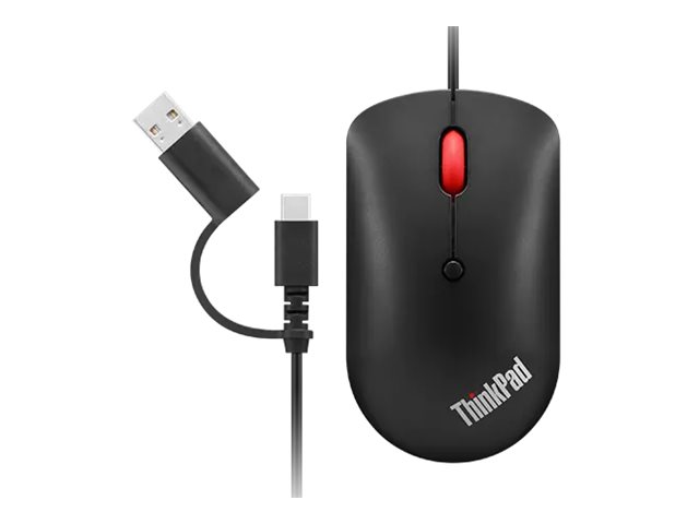 Rato LENOVO ThinkPad Compact Ambidestro Sensor Ótico Azul 4 Botões Roda 4 Canais Comutação DPI Imediata Cabo USB/USB-C Preto Lustroso - Imagem 2