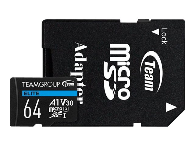 Cartão Memória microSDXC Team ELITE A1 64GB A1 V30 Adaptador SD