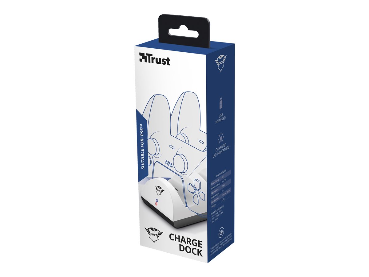 Base de Carregamento Trust GXT 254 Duplo PS5 DualSense Branco - Imagem 1