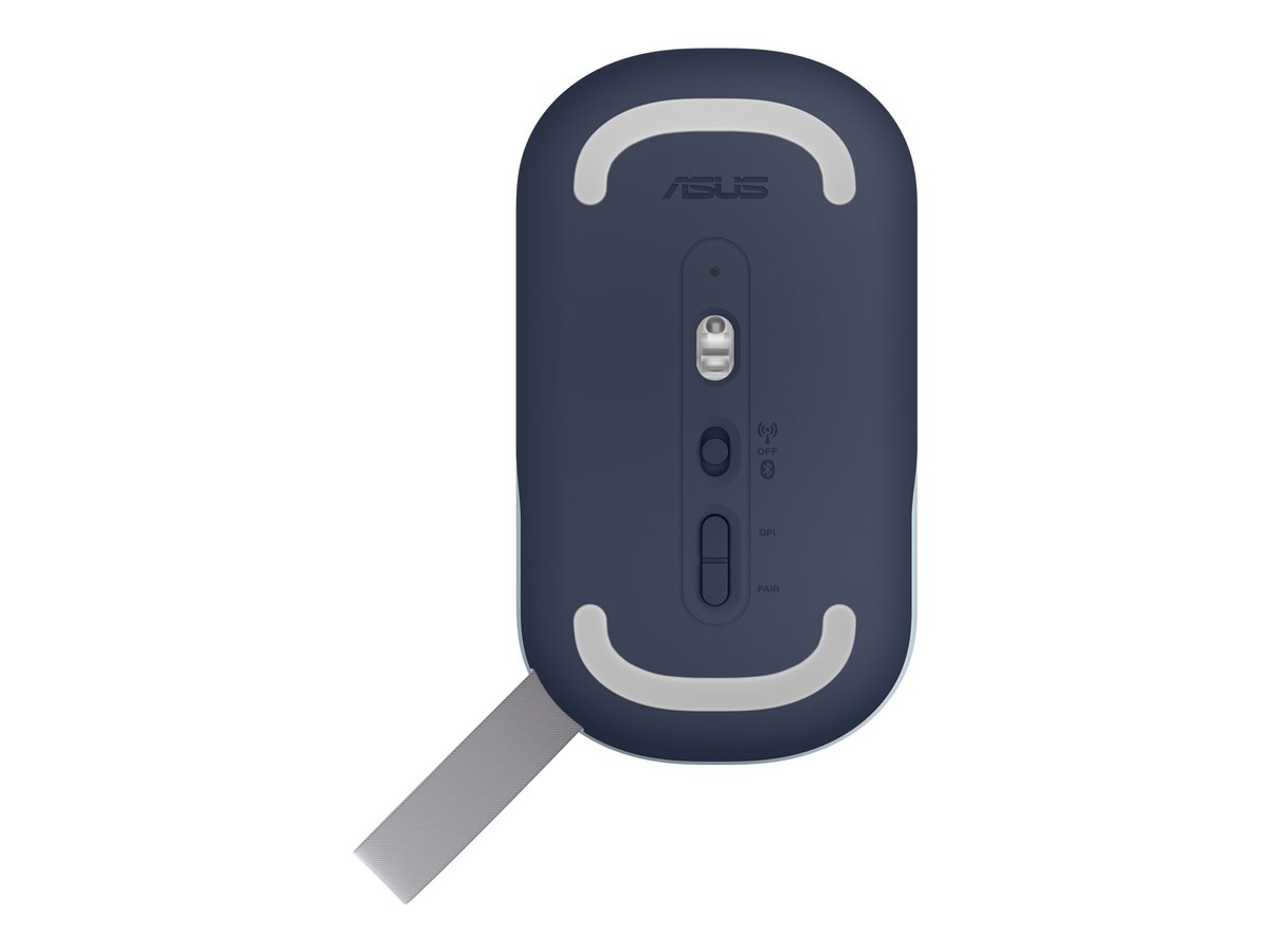 Rato ASUS MD100 Óptico Sem Fios 2.4GHz Bluetooth 5.0 LE Ambidextro Receptor USB Azul Sossego Anti-Bactérias Pés PTFE - Imagem 3
