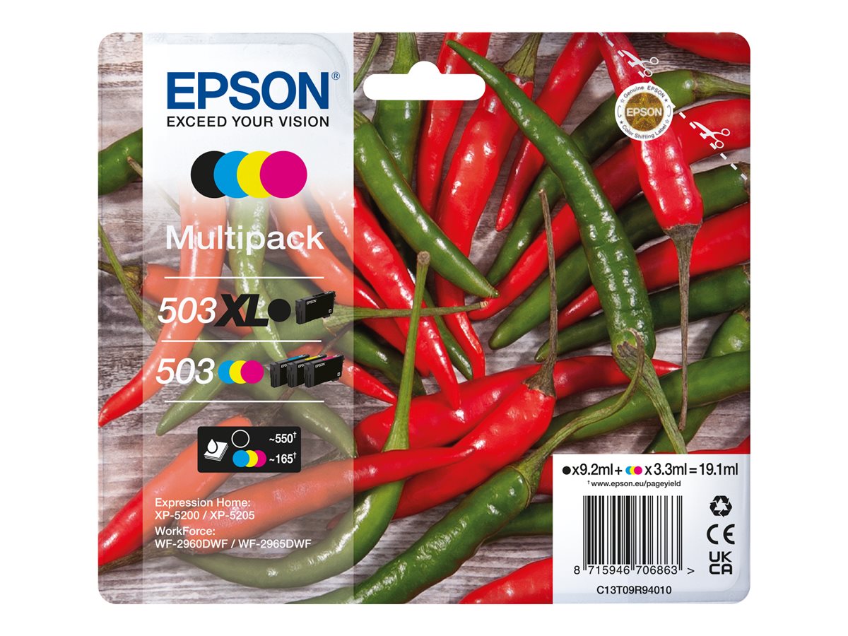 Tinteiros Epson 503 Multipack 4 Cores Preto XL Original - Imagem 1