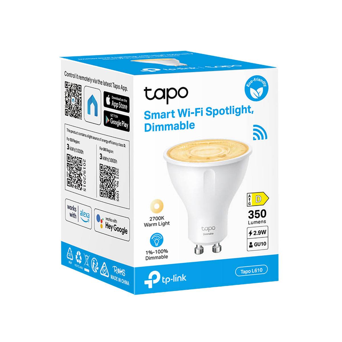 Lâmpada LED Tapo L610 GU10 Branca Morna 50W - Imagem 7