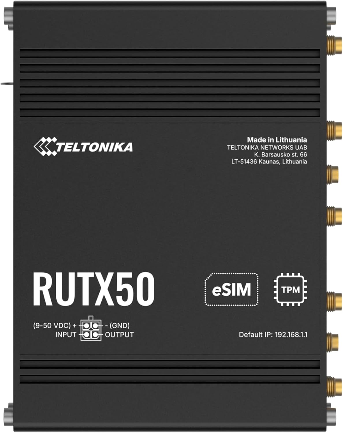 Router Teltonika RUTX50 5G Dual SIM Wi-Fi 5 Dual Band 4 Portas Gigabit Ethernet Trilho DIN
