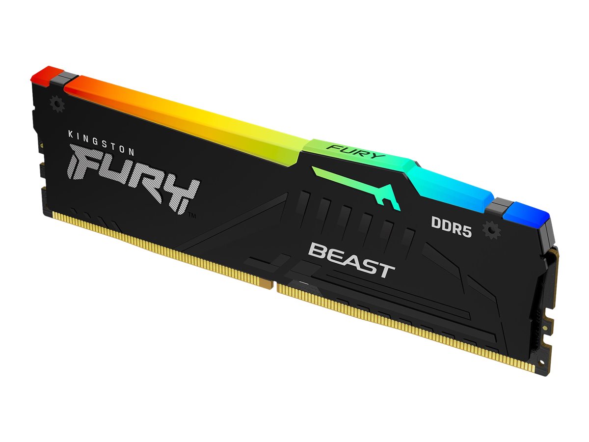 Memória RAM KINGSTON FURY Beast RGB 16GB DDR5 5600 MT/s CL36 DIMM 288-pin Unbuffered on-die ECC Preto