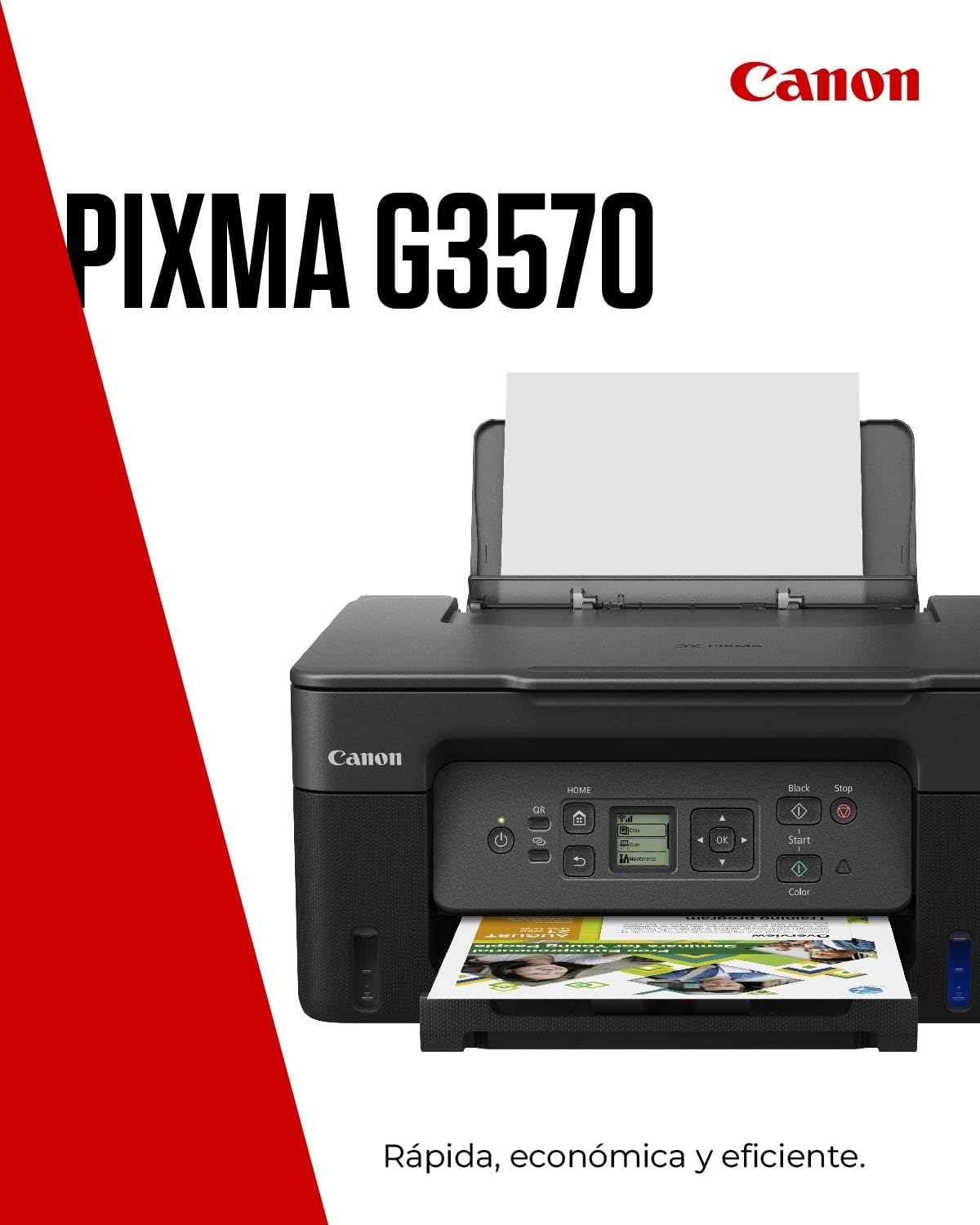 Canon PIXMA G3570 - Impressora multi-funções - a cores - jacto de tinta - recarregável - Legal (216 x 356 mm) (original) - A4/Legal (media) - até 11 ipm (impressão) - 100 folhas - USB 2.0, Wi-Fi(ac) - preto - Imagem 2