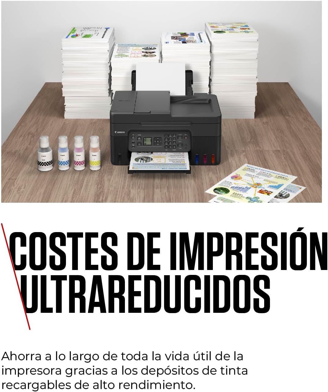Canon PIXMA G4570 MegaTank - Impressora multi-funções - a cores - jacto de tinta - recarregável - A4 (210 x 297 mm), Legal (216 x 356 mm) (original) - A4/Legal (media) - até 11 ipm (impressão) - 100 folhas - 33.6 Kbps - Wi-Fi(ac), USB 2.0 - Imagem 3