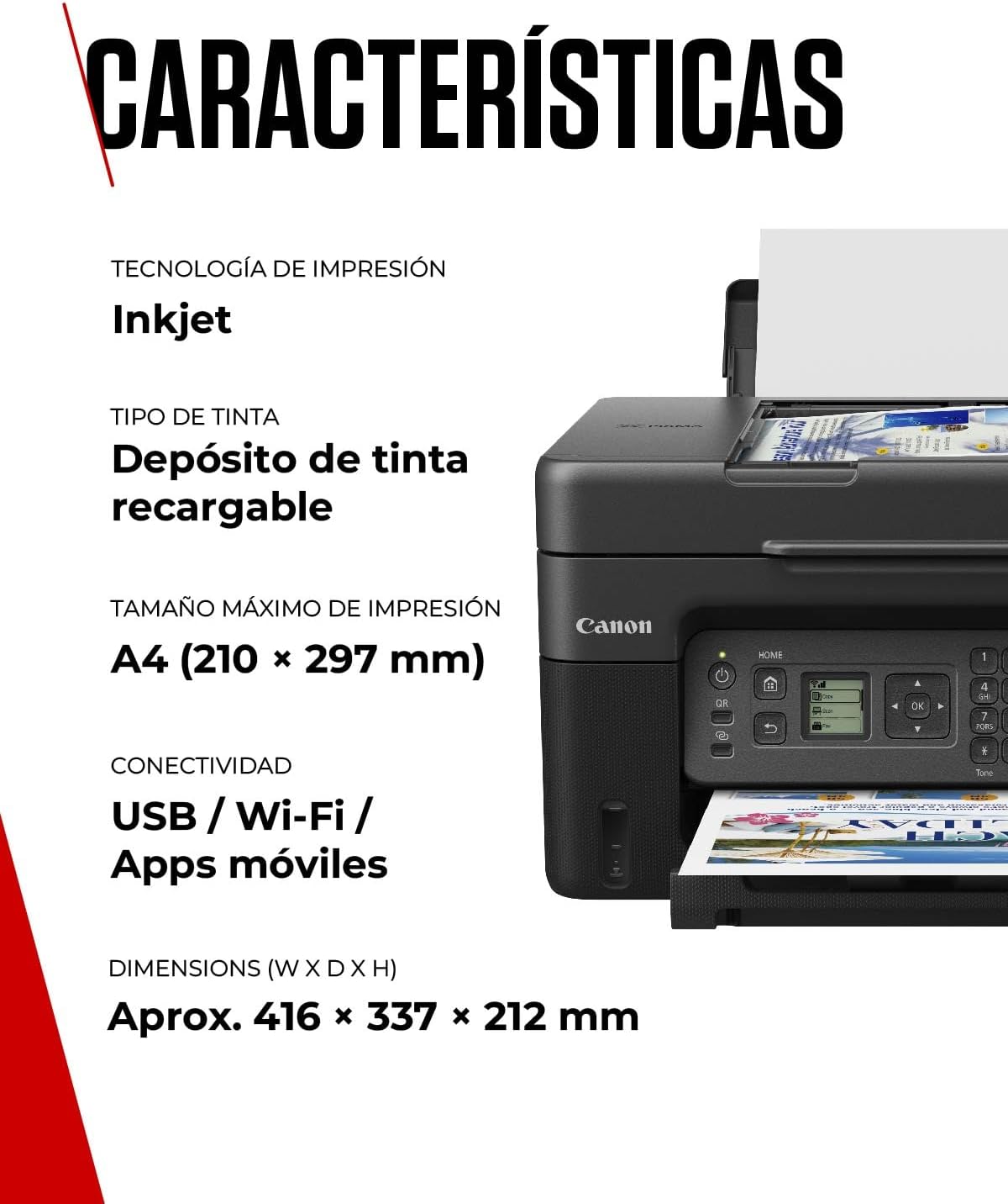 Canon PIXMA G4570 MegaTank - Impressora multi-funções - a cores - jacto de tinta - recarregável - A4 (210 x 297 mm), Legal (216 x 356 mm) (original) - A4/Legal (media) - até 11 ipm (impressão) - 100 folhas - 33.6 Kbps - Wi-Fi(ac), USB 2.0 - Imagem 6