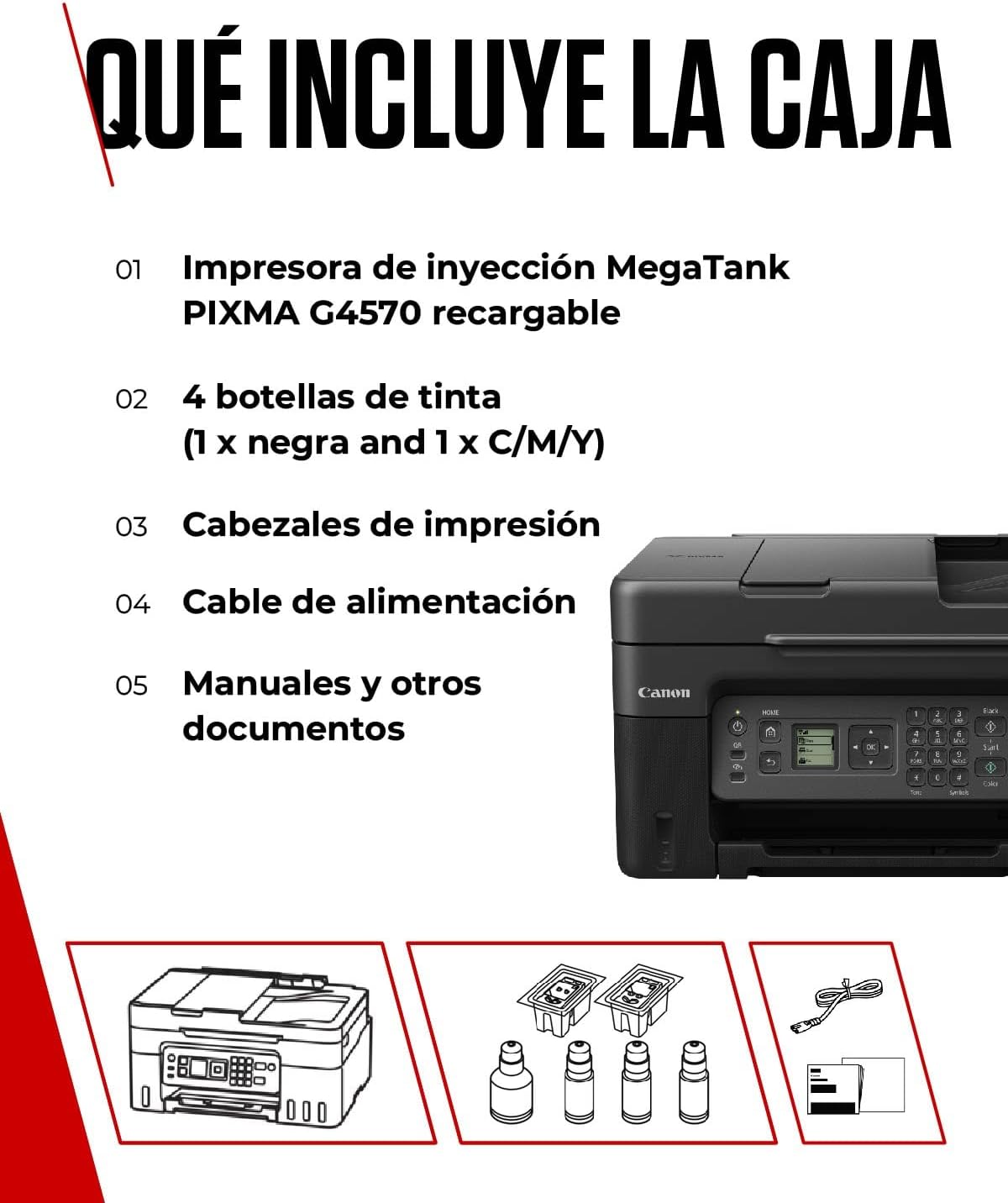 Canon PIXMA G4570 MegaTank - Impressora multi-funções - a cores - jacto de tinta - recarregável - A4 (210 x 297 mm), Legal (216 x 356 mm) (original) - A4/Legal (media) - até 11 ipm (impressão) - 100 folhas - 33.6 Kbps - Wi-Fi(ac), USB 2.0 - Imagem 7
