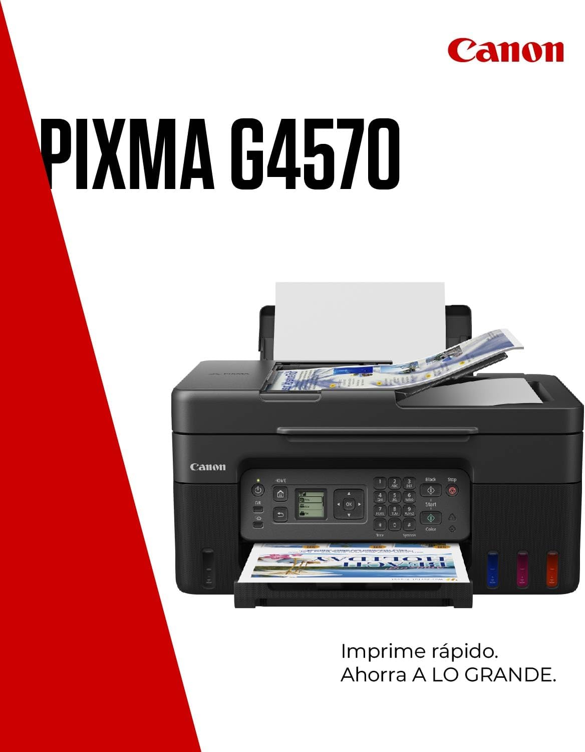 Canon PIXMA G4570 MegaTank - Impressora multi-funções - a cores - jacto de tinta - recarregável - A4 (210 x 297 mm), Legal (216 x 356 mm) (original) - A4/Legal (media) - até 11 ipm (impressão) - 100 folhas - 33.6 Kbps - Wi-Fi(ac), USB 2.0 - Imagem 2