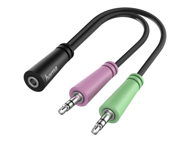 Adaptador Áudio Hama Mini Jack 4 Pólos 3.5mm Macho 15cm Preto