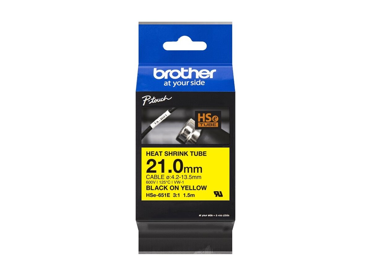 Fita Termoretrátil Brother HSE-651E 21mm Preto Amarelo