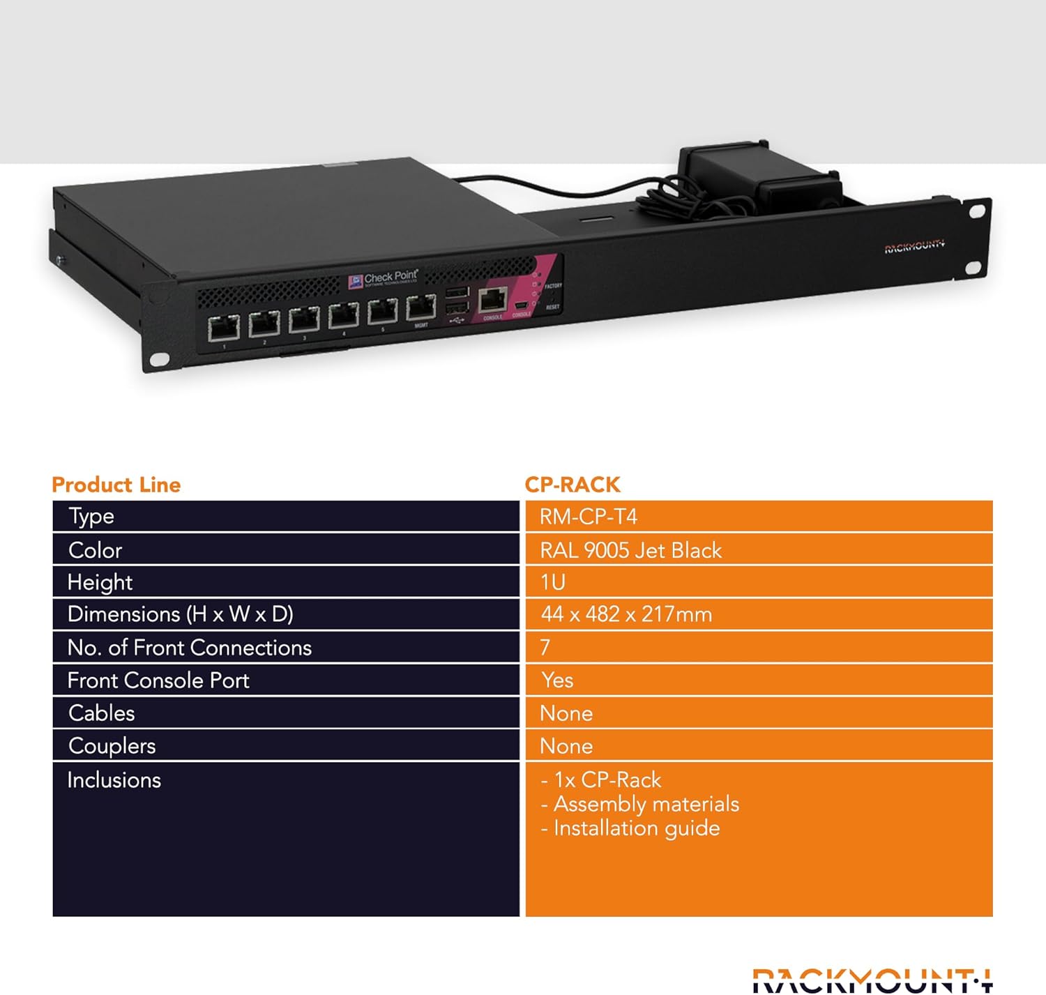 Rackmount.IT CP-RACK RM-CP-T4 - Kit de montagem de dispositivo de rede - montagem em suporte - preto jacto, RAL 9005 - 1U - 19" - Imagem 4