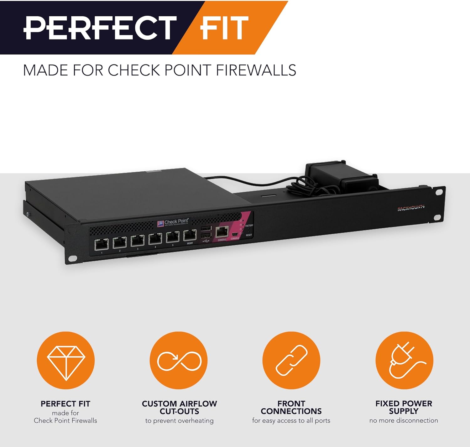 Rackmount.IT CP-RACK RM-CP-T4 - Kit de montagem de dispositivo de rede - montagem em suporte - preto jacto, RAL 9005 - 1U - 19" - Imagem 2