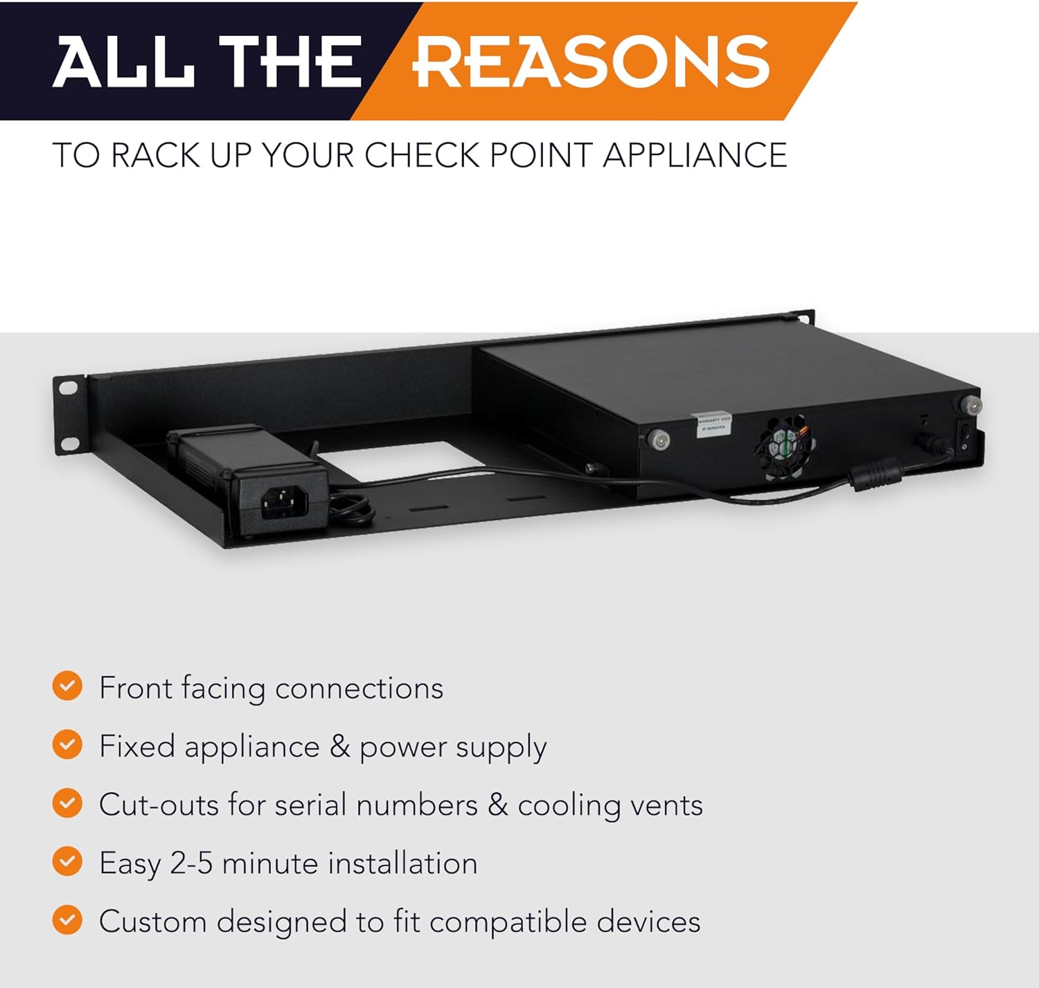 Rackmount.IT CP-RACK RM-CP-T4 - Kit de montagem de dispositivo de rede - montagem em suporte - preto jacto, RAL 9005 - 1U - 19" - Imagem 3