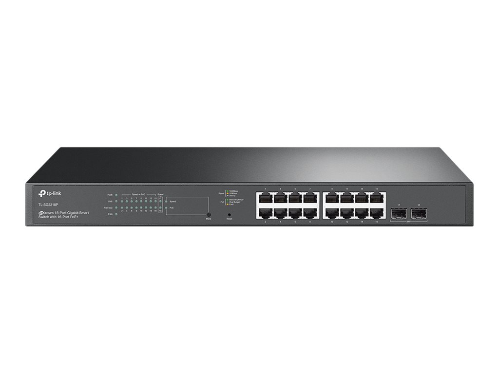 Interruptor Inteligente TP-Link JetStream TL-SG2218P V1.60 16x Gigabit PoE+ 2x SFP 150W Montável em Trilho