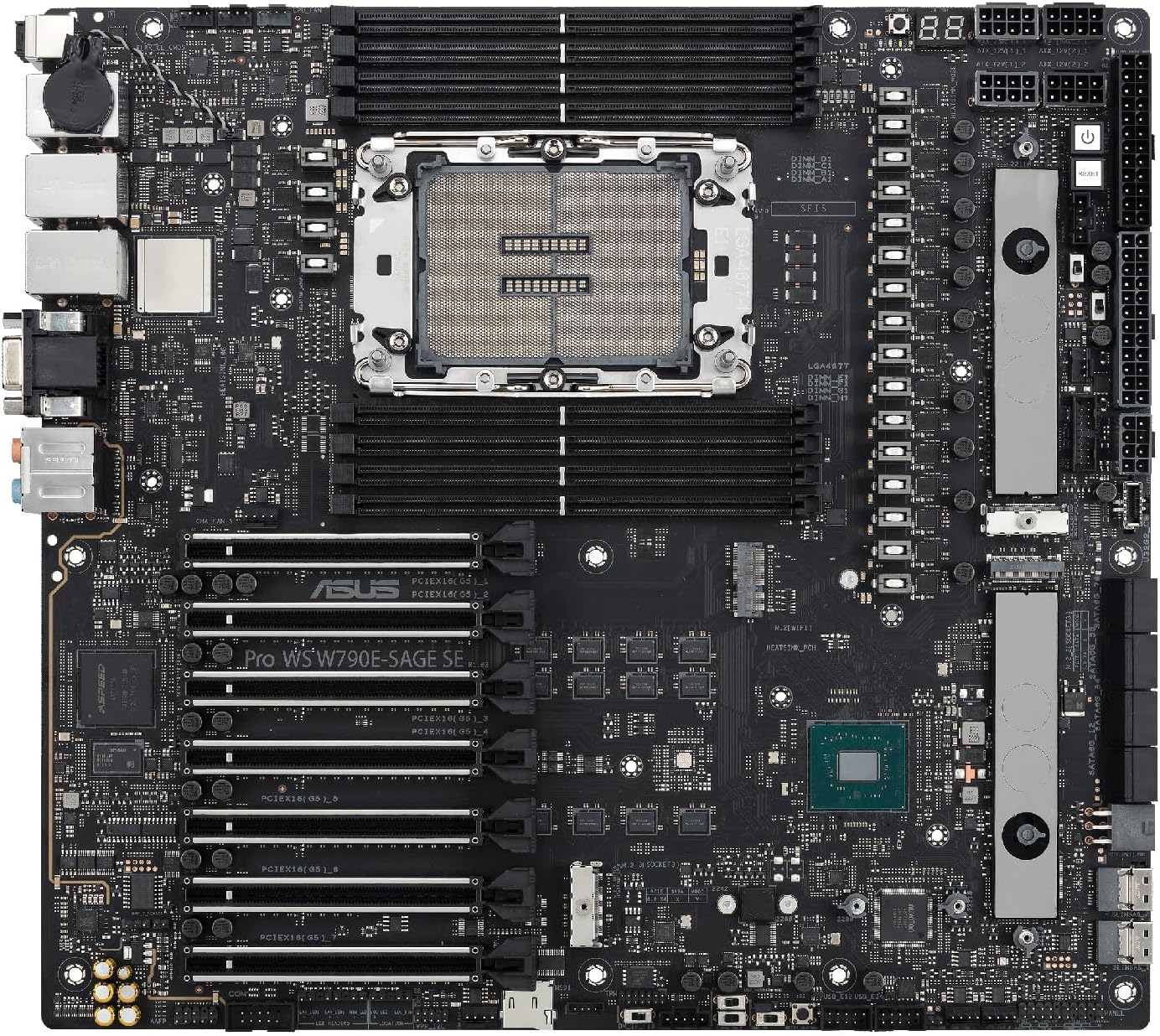 ASUS PRO WS W790E-SAGE SE - Placa-mãe - SSI EEB - LGA4677 Socket-E - W790 Chipset - USB-C 3.2 Gen 2x2, USB 3.2 Gen 2x2, USB-C 3.2 Gen2, USB 3.2 Gen 1 - 10 Gigabit LAN, Gigabit LAN - HD Audio (8-canais) - Imagem 11