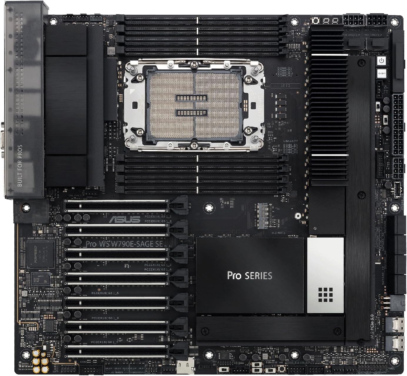 ASUS PRO WS W790E-SAGE SE - Placa-mãe - SSI EEB - LGA4677 Socket-E - W790 Chipset - USB-C 3.2 Gen 2x2, USB 3.2 Gen 2x2, USB-C 3.2 Gen2, USB 3.2 Gen 1 - 10 Gigabit LAN, Gigabit LAN - HD Audio (8-canais) - Imagem 8
