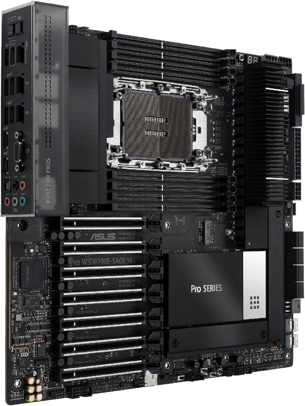 ASUS PRO WS W790E-SAGE SE - Placa-mãe - SSI EEB - LGA4677 Socket-E - W790 Chipset - USB-C 3.2 Gen 2x2, USB 3.2 Gen 2x2, USB-C 3.2 Gen2, USB 3.2 Gen 1 - 10 Gigabit LAN, Gigabit LAN - HD Audio (8-canais) - Imagem 12