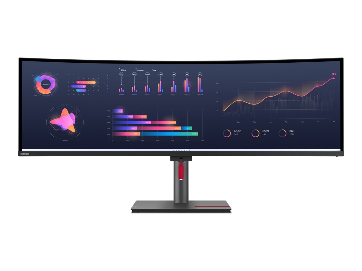 Monitor Curvo Lenovo ThinkVision P49w-30 49" UltraWide Dual QHD IPS 5120x1440 60Hz Thunderbolt 4 Preto Lustroso - Imagem 5
