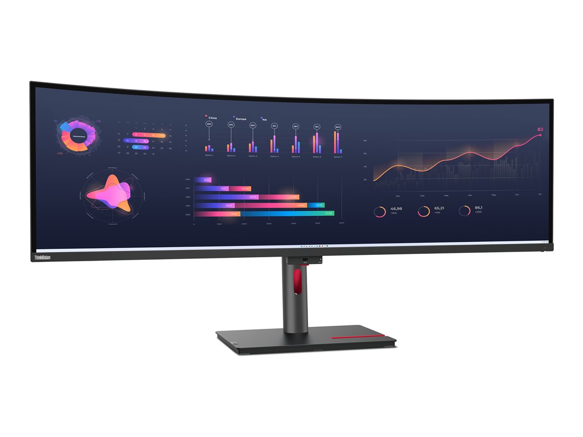 Monitor Curvo Lenovo ThinkVision P49w-30 49" UltraWide Dual QHD IPS 5120x1440 60Hz Thunderbolt 4 Preto Lustroso - Imagem 12