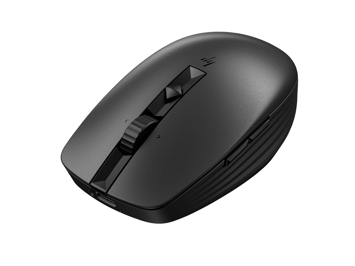 Rato HP 715 Multi-Dispositivo Recarregável, Sem Fios/Cabo (Bluetooth 3.0, 2.4 GHz), 7 Botões, Preto - Clique Silencioso, Programável, 3 Dispositivos