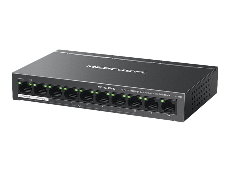 Switch PoE Mercusys MS110P 10 Portas 8 PoE+ 65W