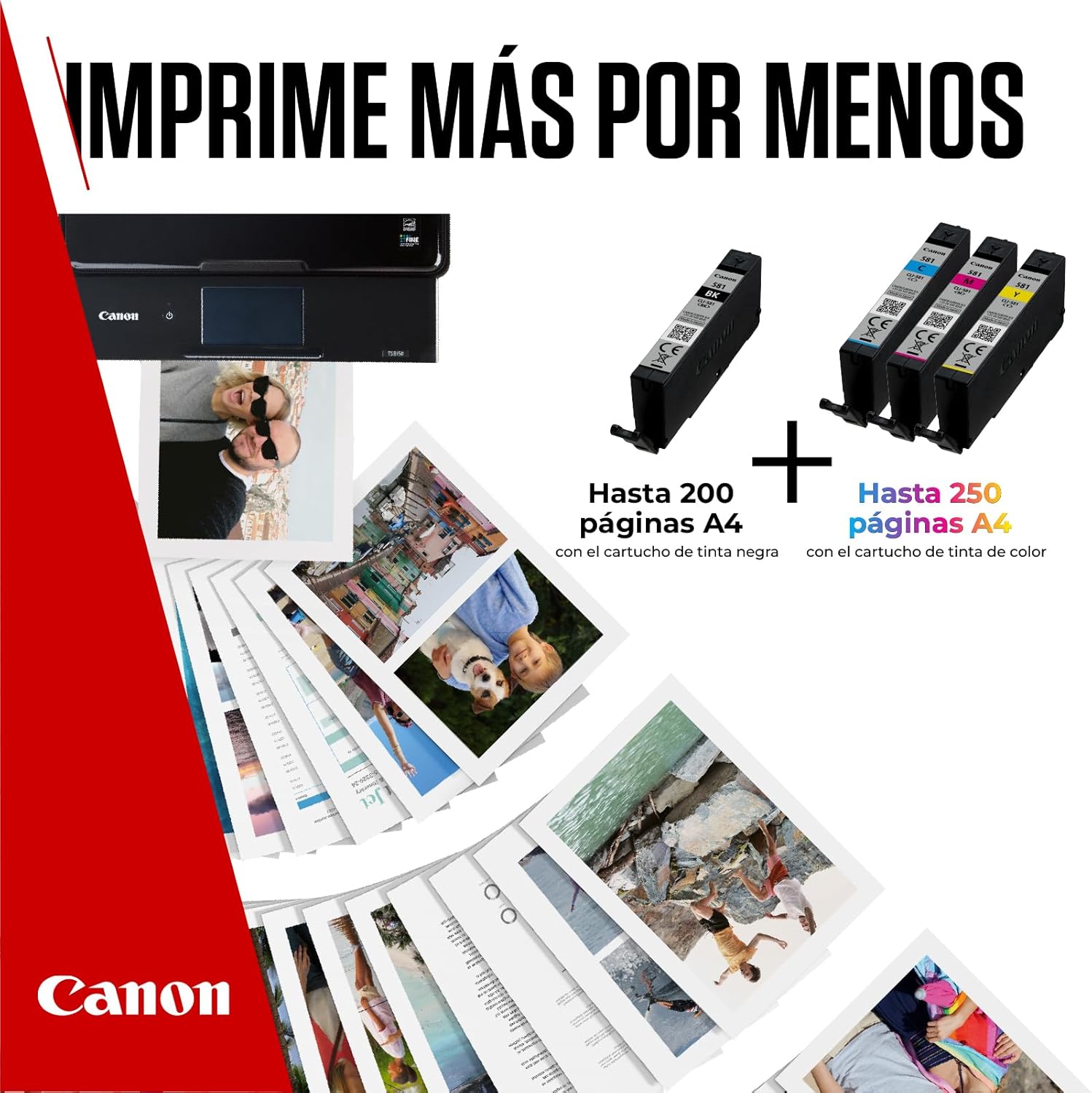 Canon CLI-581 C/M/Y/BK Photo Value Pack - Pack de 4 - 5.6 ml - preto, amarelo, azul cyan, magenta - original - caixa - kit tinteiro / papel - para PIXMA TS6251, TS6350, TS6351, TS705, TS8252, TS8350, TS8351, TS8352, TS9550, TS9551 - Imagem 5