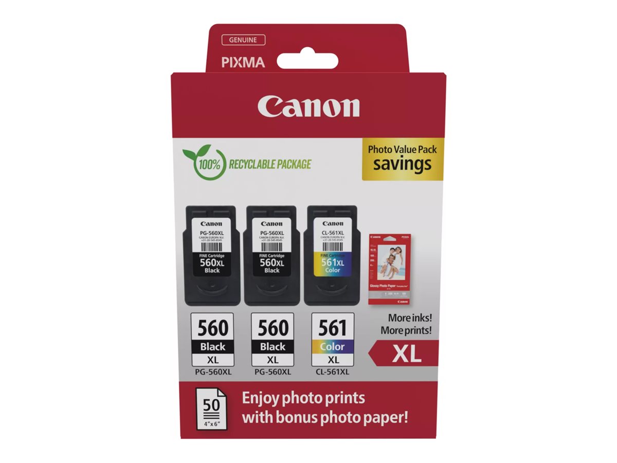 Kit Tinteiros e Papel Canon PG-560XL/CL-561XL Alto Rendimento Brilhante