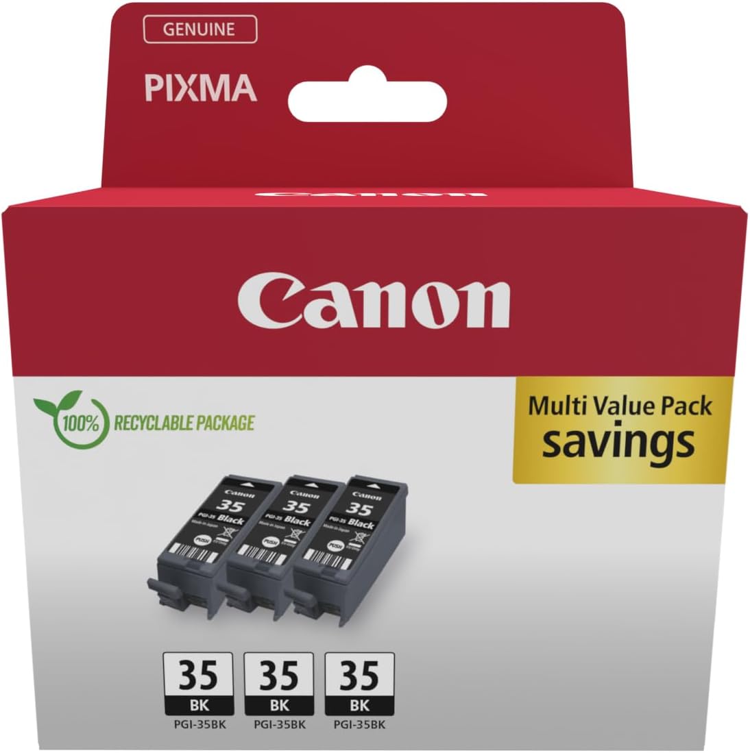 Canon PGI-35BK Triple Pack - Pack de 3 - 9.3 ml - preto - original - tanque de tinta - para PIXMA iP100 with battery, iP110, TR150, TR150 with Battery Pack; RC-IP100