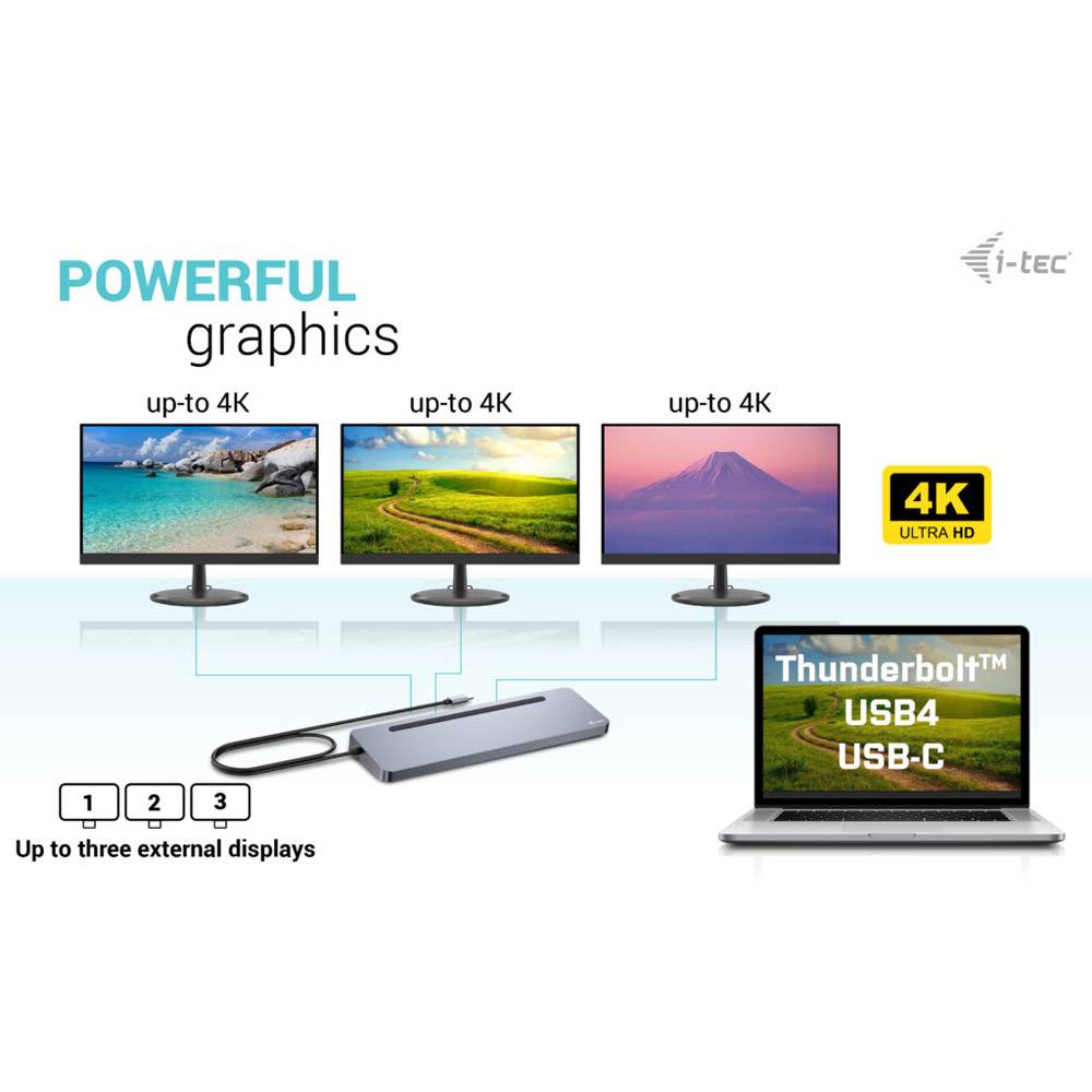 i-Tec 11-in-1 - Estação de engate - para portátil, tablet - USB-C / USB4 / Thunderbolt 3 / Thunderbolt 4 - 11-slot - 2 x DP, HDMI - 1GbE - 100 Watt - Imagem 4