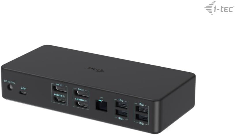 Estação de Engate I-TEC Professional Dual 4K Gen 2 USB-C Thunderbolt 3 USB 3.0 2x DP 2x HDMI 1GbE 100W PD Preto - Imagem 3