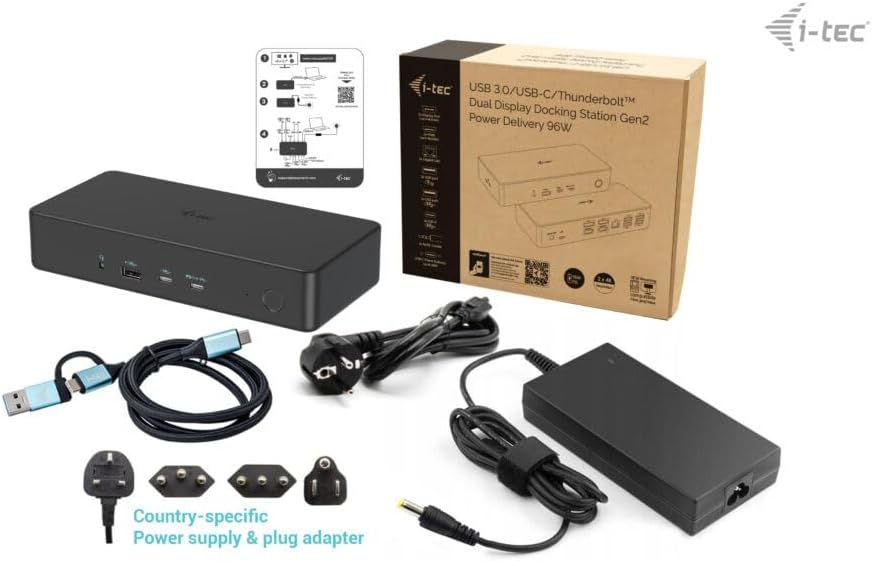 Estação de Engate I-TEC Professional Dual 4K Gen 2 USB-C Thunderbolt 3 USB 3.0 2x DP 2x HDMI 1GbE 100W PD Preto - Imagem 4