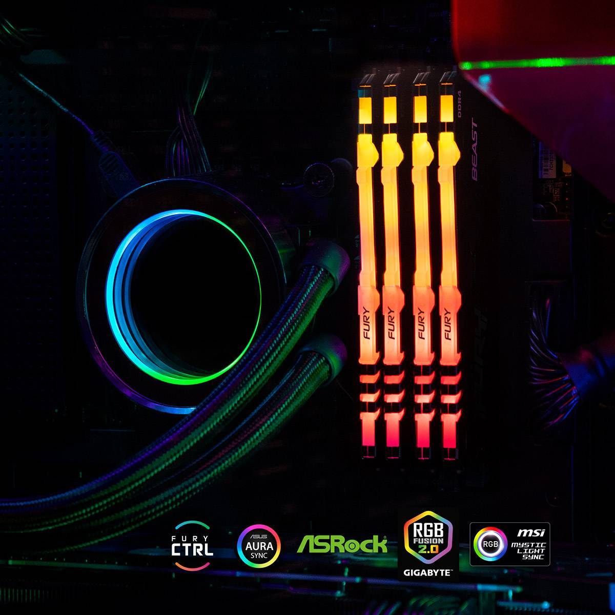 Memória DDR4 Kingston FURY Beast RGB 16 GB 3200 MHz Preto - Imagem 4