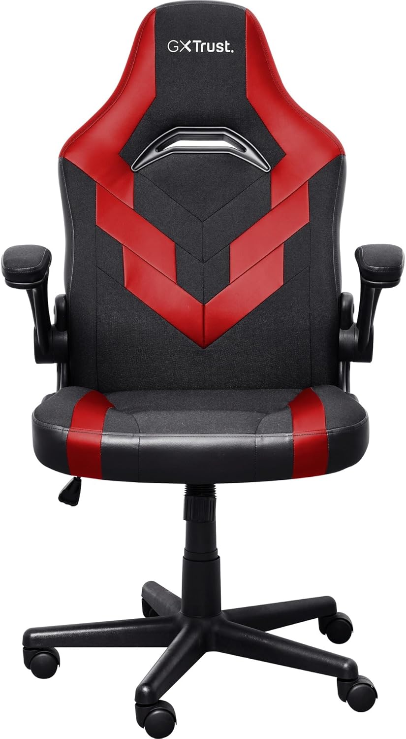 Trust GXT 703R RIYE - Cadeira de jogos - descansos de braços - forma de L - inclinação - giratório - Couro PU (poliuretano termoplástico + policarbonato), tecido elástico - vermelho - Imagem 3