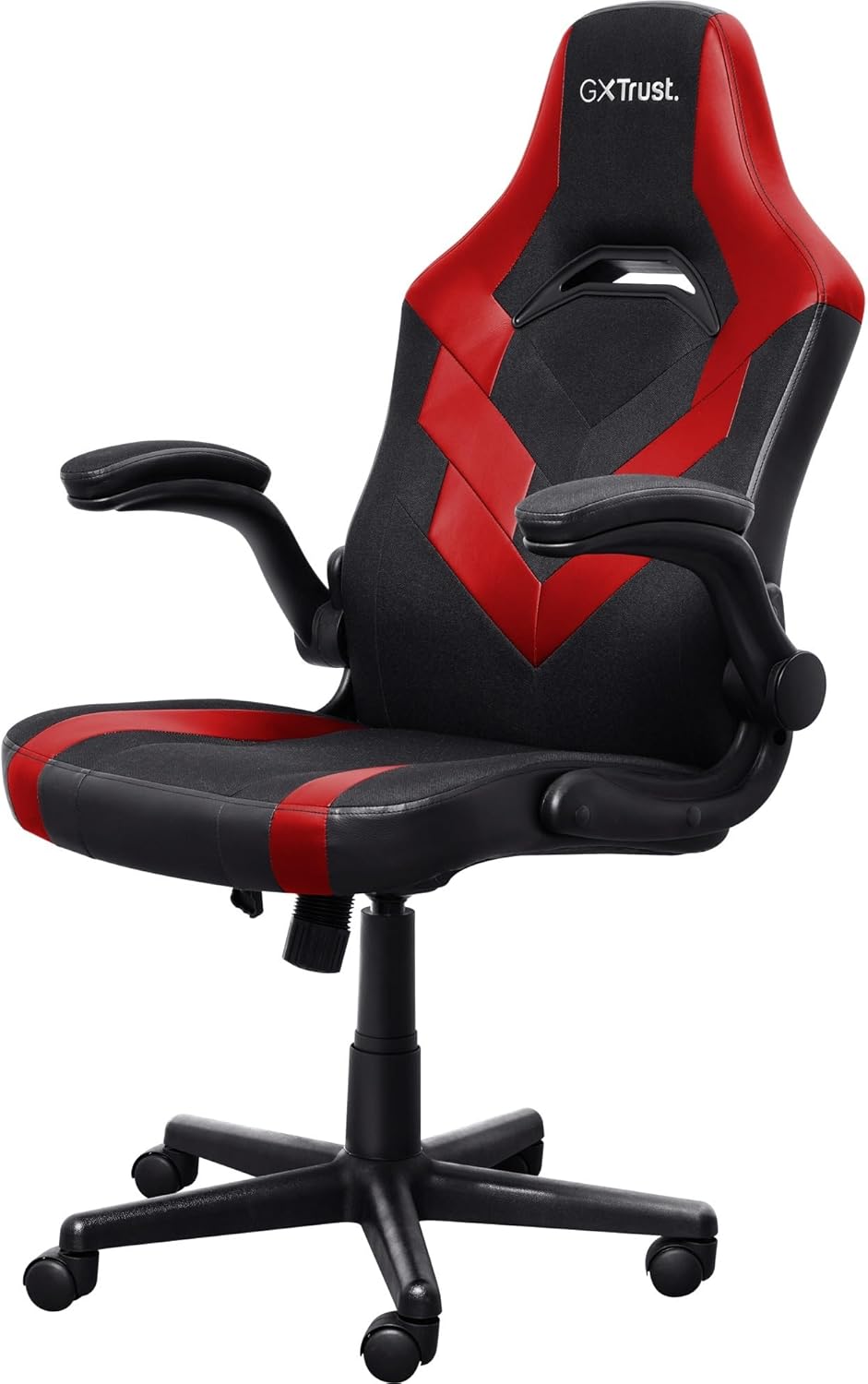 Trust GXT 703R RIYE - Cadeira de jogos - descansos de braços - forma de L - inclinação - giratório - Couro PU (poliuretano termoplástico + policarbonato), tecido elástico - vermelho - Imagem 2