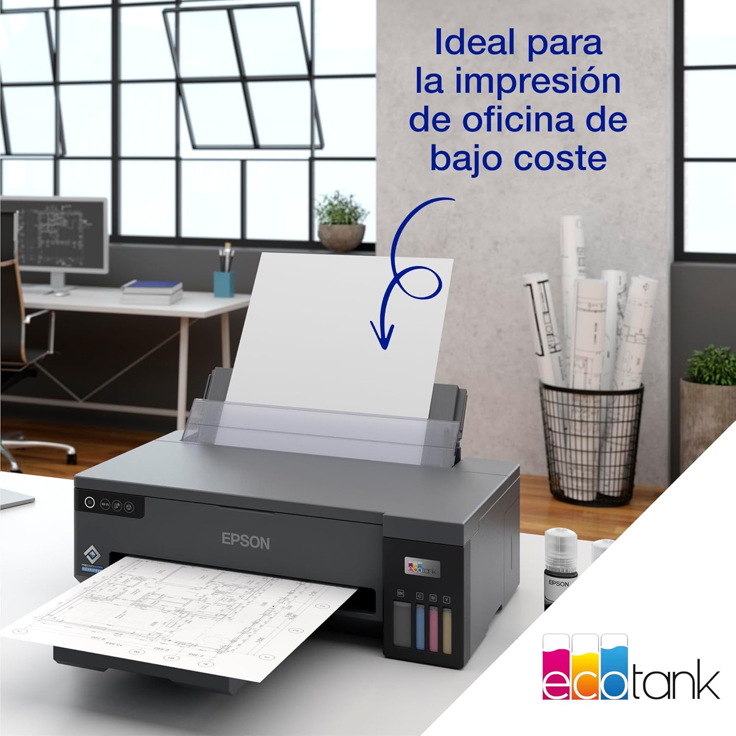 Epson EcoTank ET-14100 - Impressora - a cores - jacto de tinta - ITS - A3 - 4800 x 1200 ppp - até 15 ppm (mono) / até 8 ppm (cor) - capacidade: 100 folhas - USB, Wi-Fi - preto - Imagem 11
