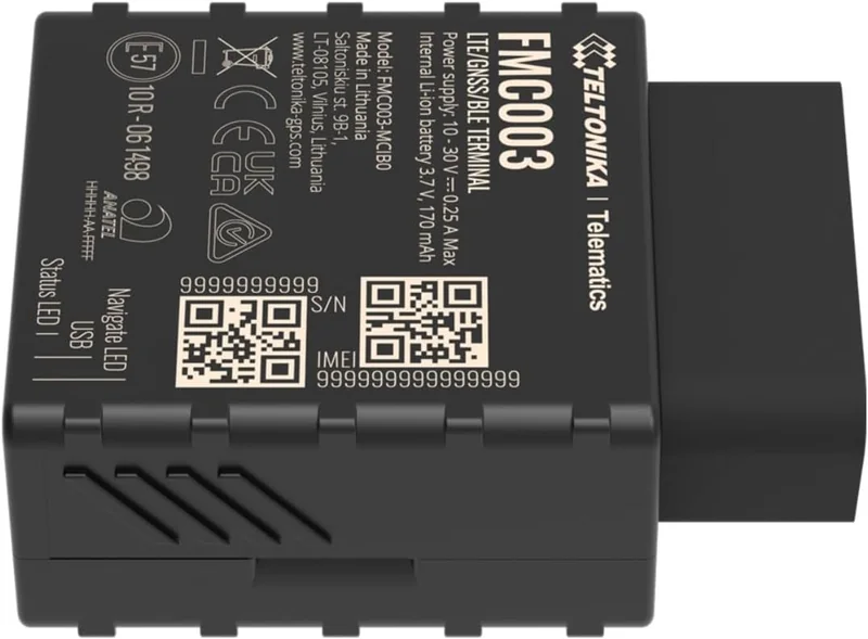 Localizador GPS Teltonika FMC003 4G LTE Cat 1 Bluetooth OBD-II 128MB Preto - Imagem 3