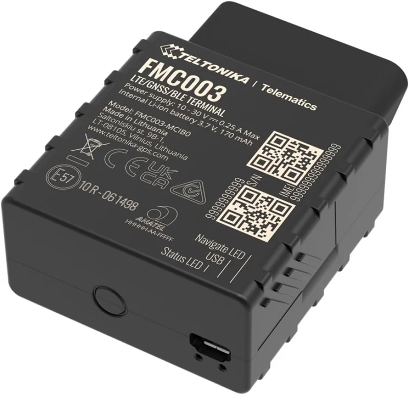 Localizador GPS Teltonika FMC003 4G LTE Cat 1 Bluetooth OBD-II 128MB Preto - Imagem 1