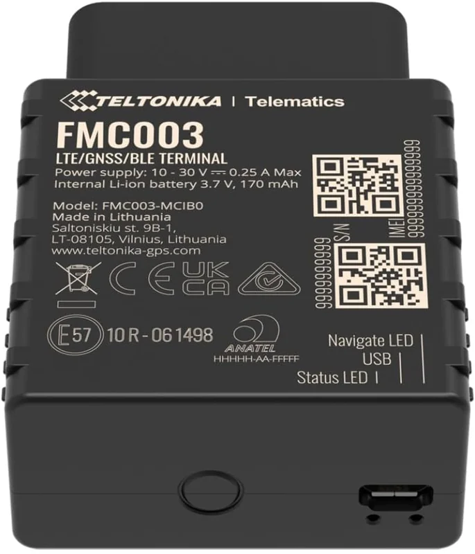 Localizador GPS Teltonika FMC003 4G LTE Cat 1 Bluetooth OBD-II 128MB Preto - Imagem 2