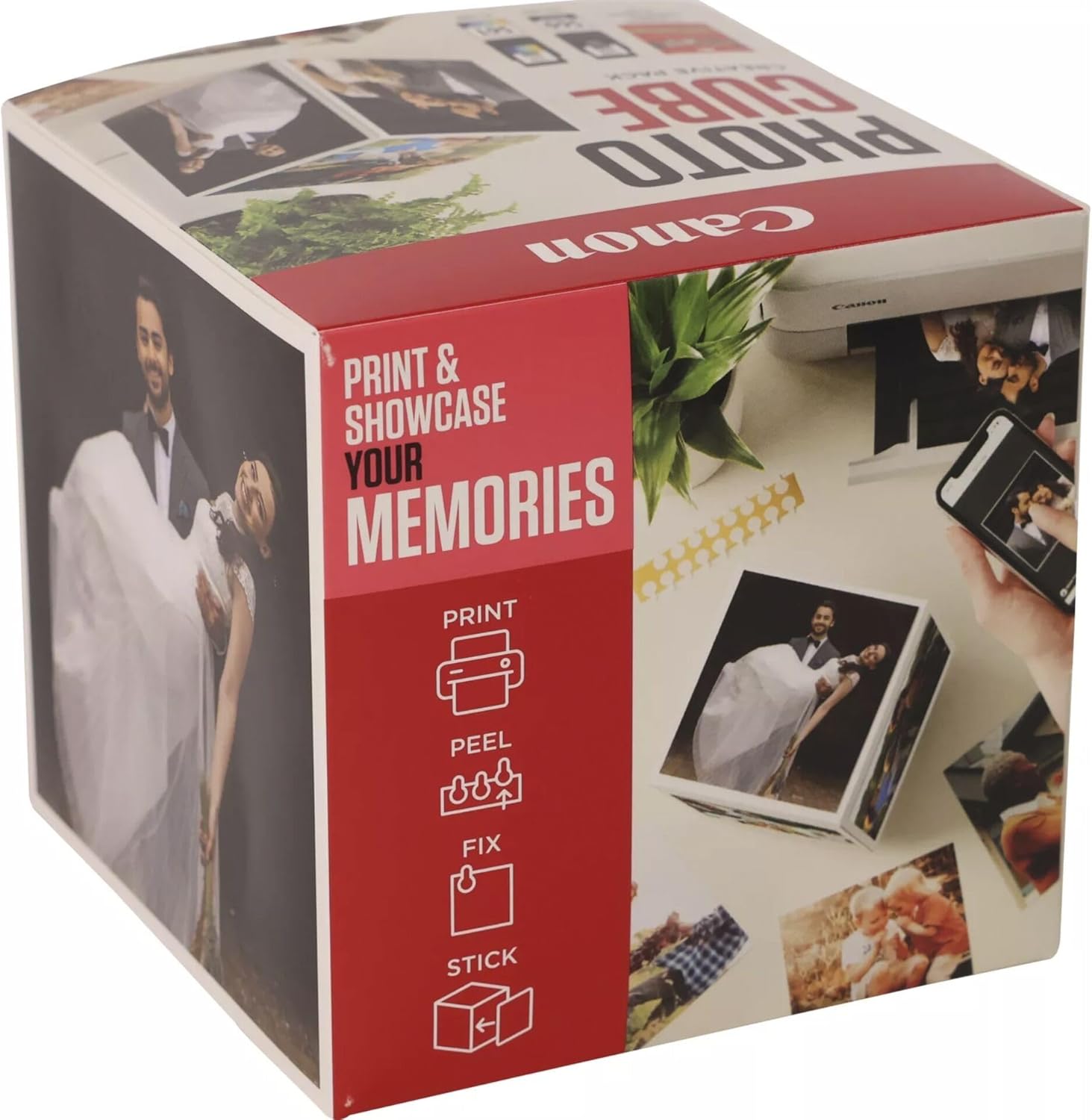 Canon Photo Cube Creative Pack - Brilhante - pack de 2 - preto, cor (ciano, magenta, amarelo) - original - kit de tinteiro / papel - para PIXMA TS5350, TS5350i, TS5351, TS5351i, TS5352, TS5353, TS7450, TS7450i, TS7451, TS7451i - Imagem 3