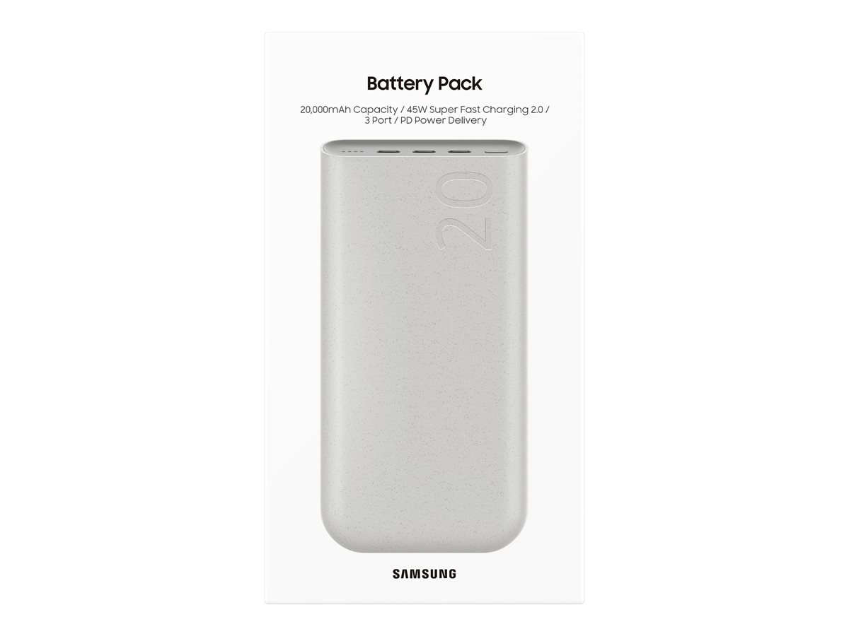 Carregador Portátil Samsung 20000mAh 25W Carga Rápida Bege