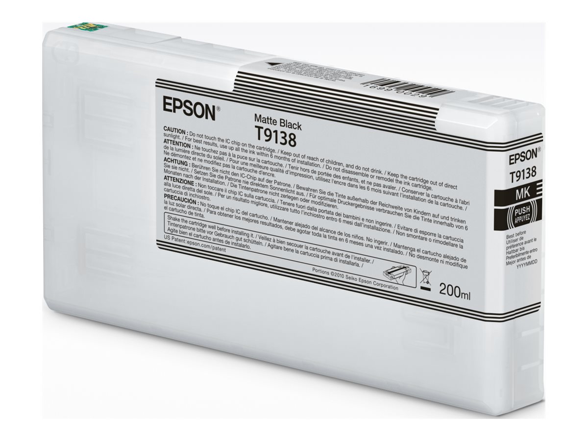 Tinteiro Epson T9138 Preto Mate 200ml Original