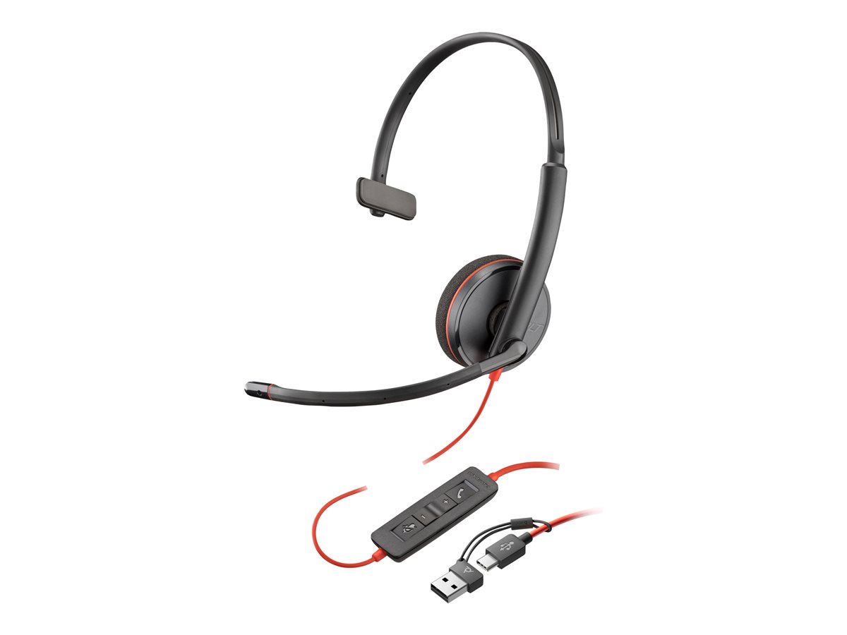 Headset Poly Blackwire 3210 USB-C Preto Certificação UC - Imagem 1