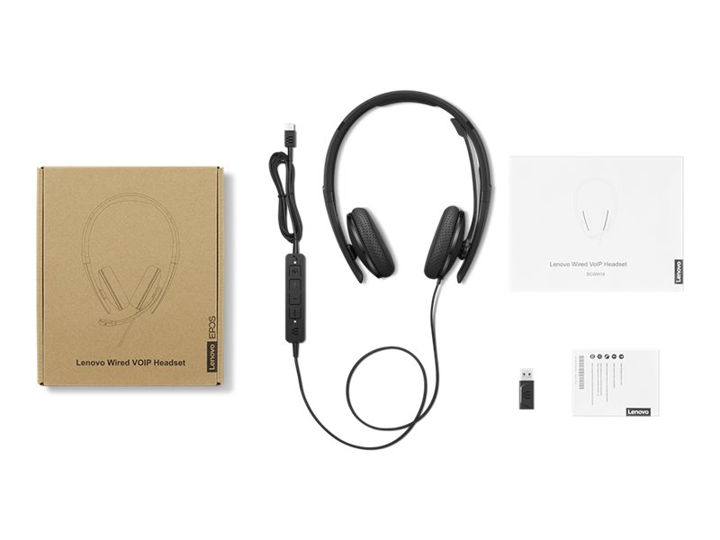 Headset Lenovo VoIP USB-C Preto - Imagem 2
