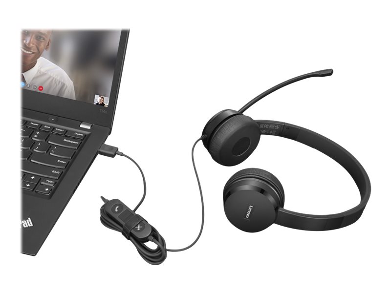 Auscultadores Lenovo Com Fio USB-A Preto - Imagem 4